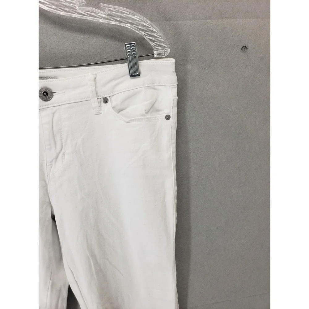 GUESS Women Jeans 29 White Cotton‎ Mid Rise Straight Skinny Fit Denim Trousers